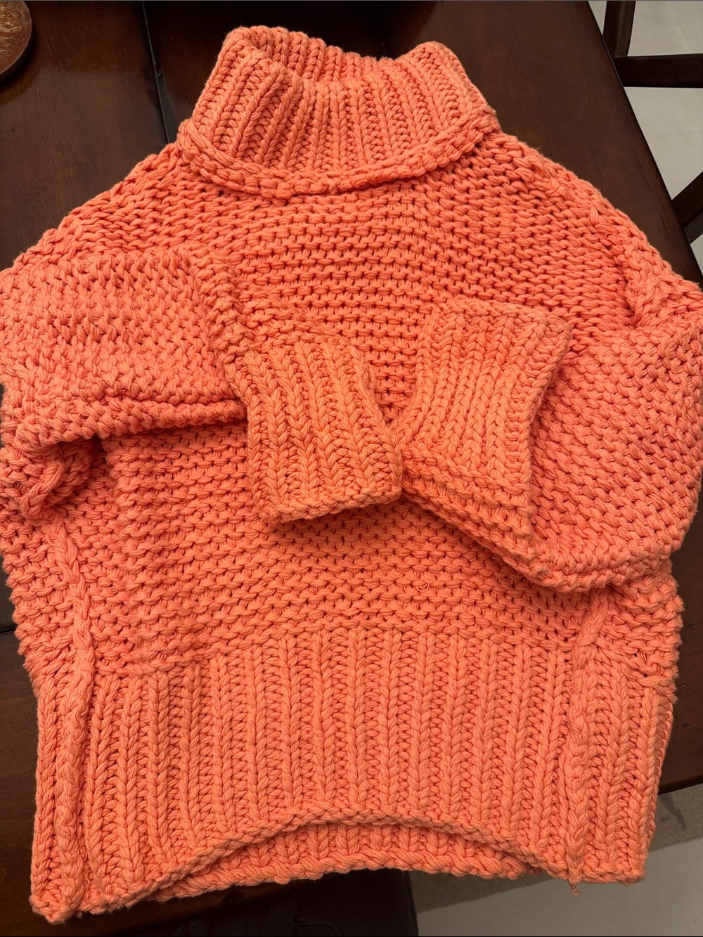 Free People Coral Chunky Ribbed Turtleneck Sweater